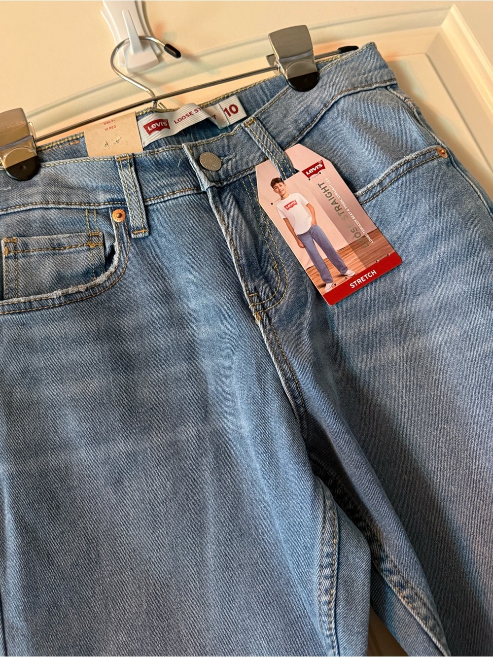 Levi's Light Blue Loose Straight Stretch Jeans Kids NWT